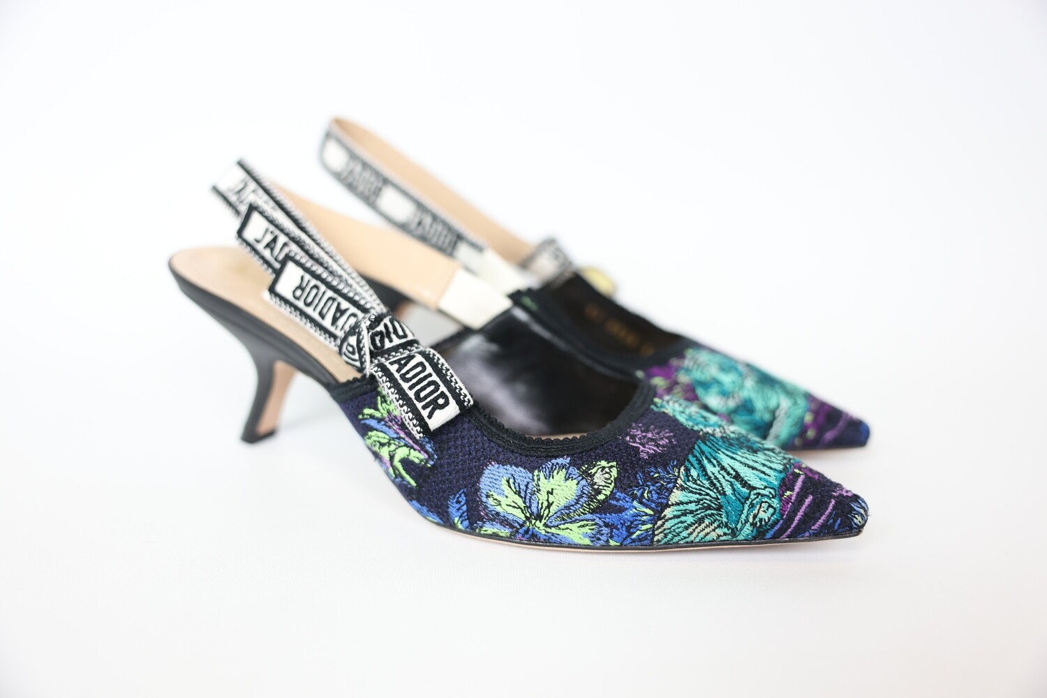 Dior J&#39;Adior Sligbacks Pump, Blue Multicolor Size 39.5 Preowned In Box WA001