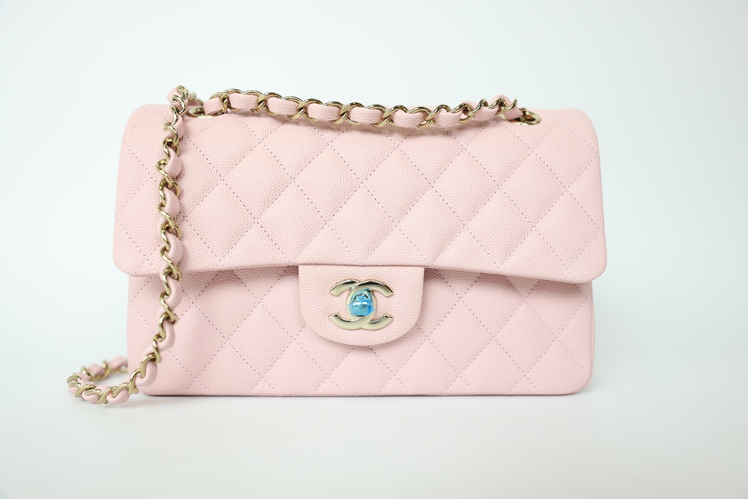 Chanel Classic Small, Double Flap Light Pink Caviar Leather, Gold Hardware New In Box WA001