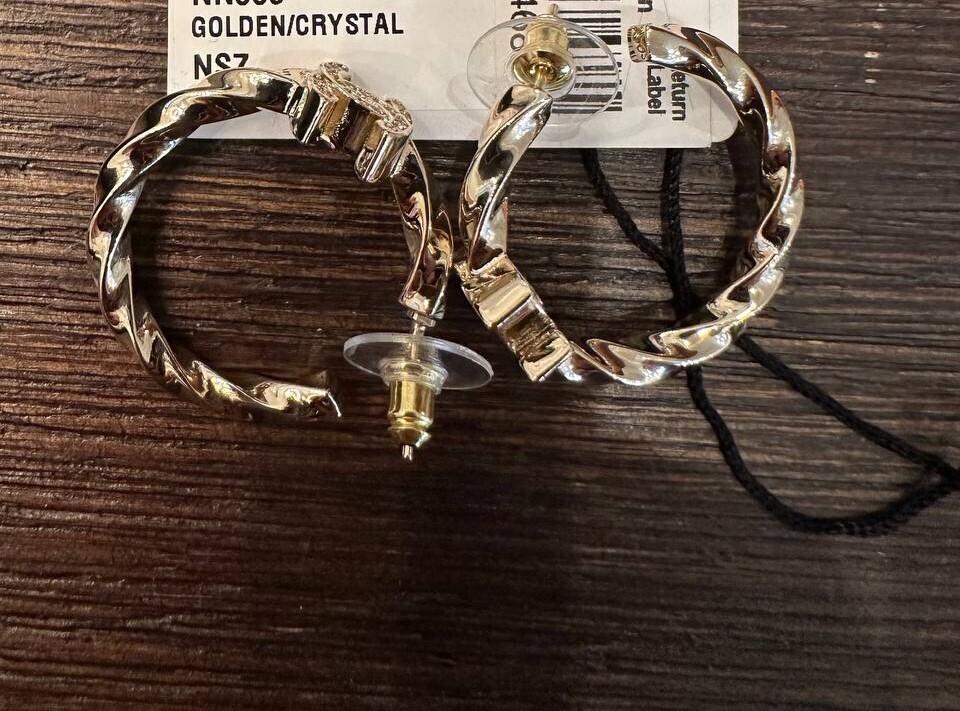 IGLIVE Chanel Large Hoops, Gold with Rhinestones New in Box GA006