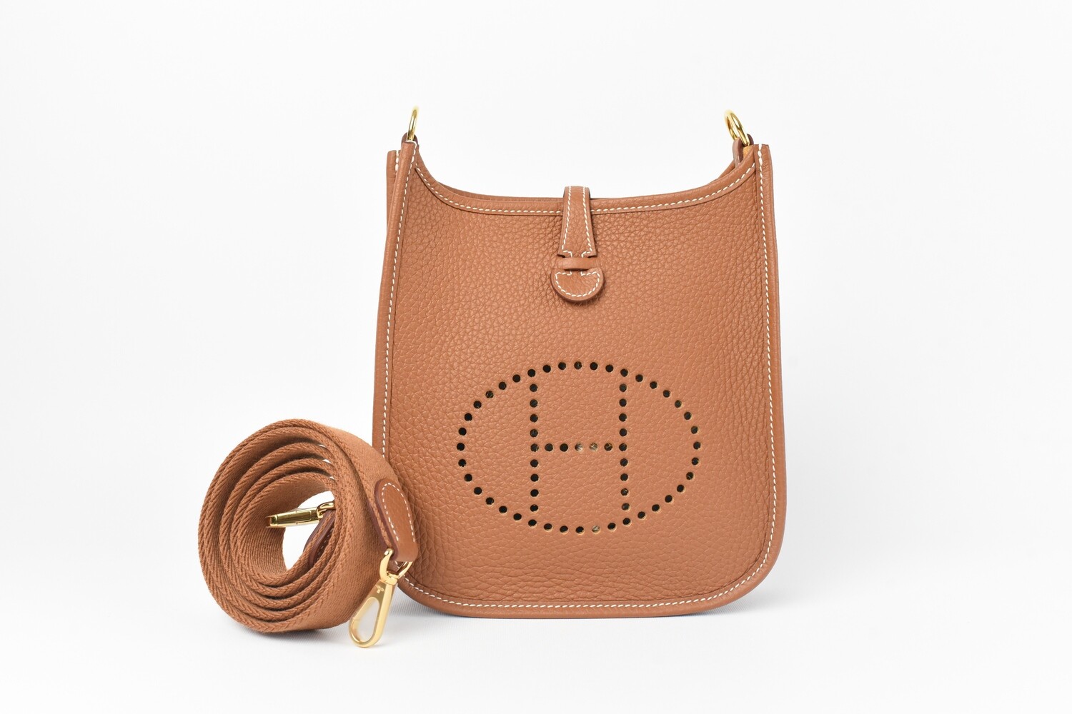 Hermes Evelyne TPM Gold Leather with Gold Hardware, New in Box GA001