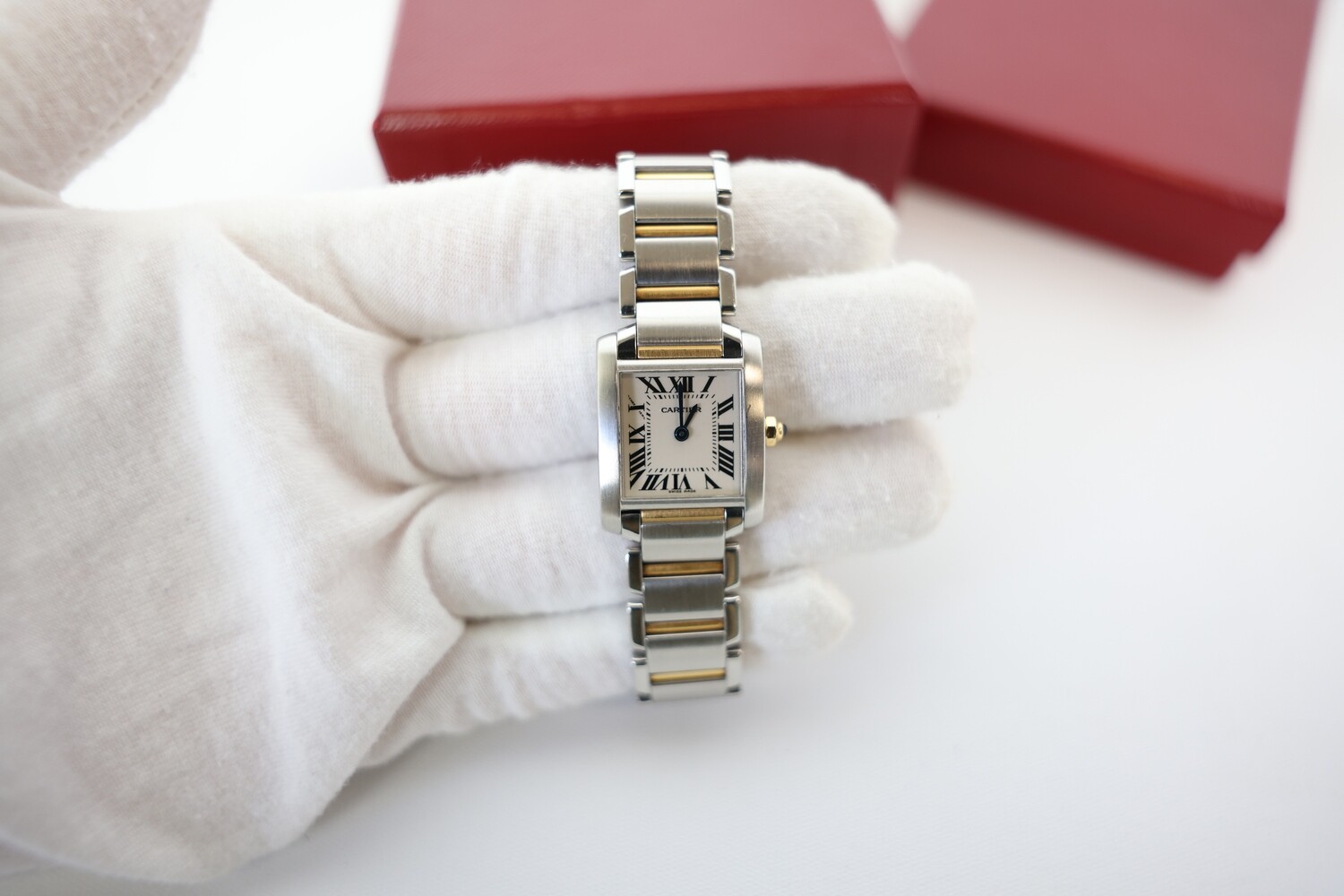 Cartier Watch Small, Two-Toned Tank 16cm, Preowned In Box WA001