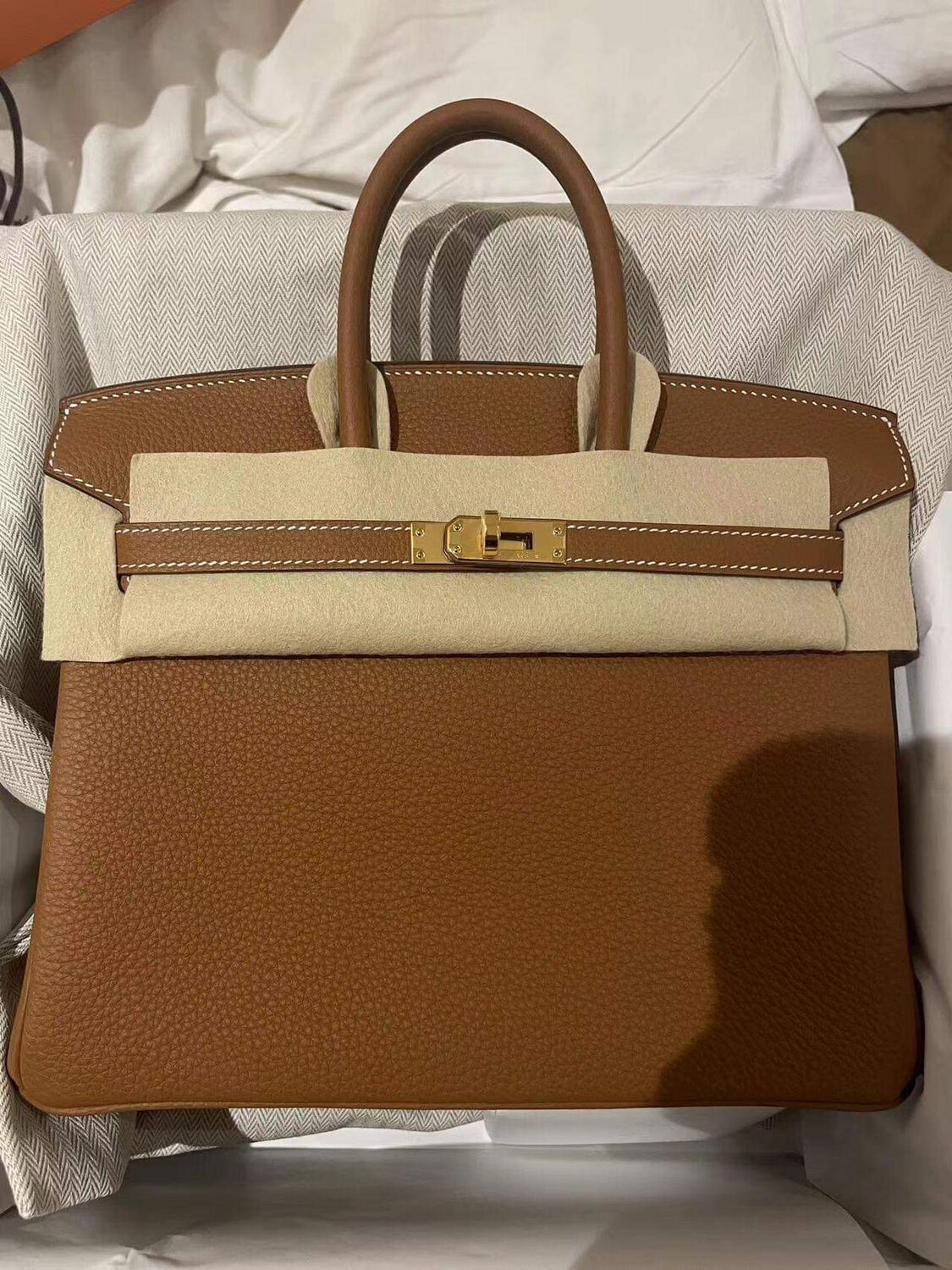 Preorder Hermes Birkin 25 Gold Togo Leather, Gold Hardware, New In Box (B Stamp/2023) With Insured Next Day Ship
