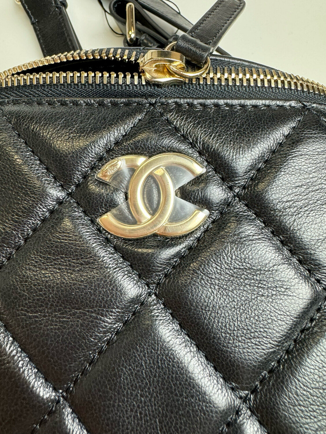 Chocolate Bar Barrel Bag Black Top Handle Bag in Lambskin