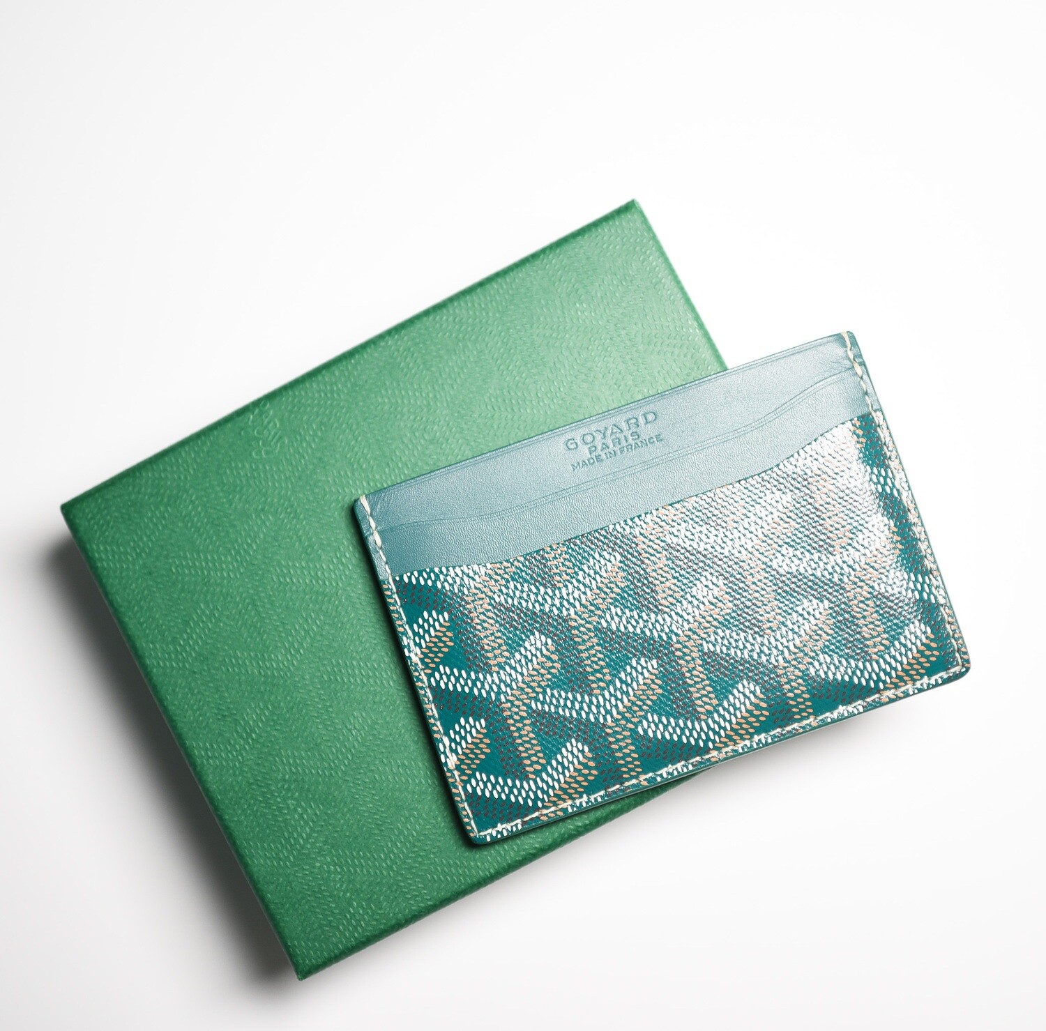 Goyard Flat Cardholder, Green, Preowned in Box GA001
