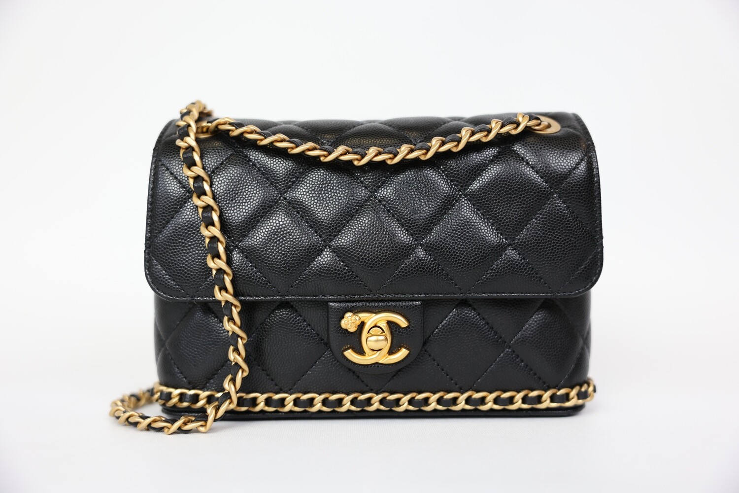 Chanel 23K Season Flap Small, Black Caviar Leather With Gold Hardware, New In Box WA001