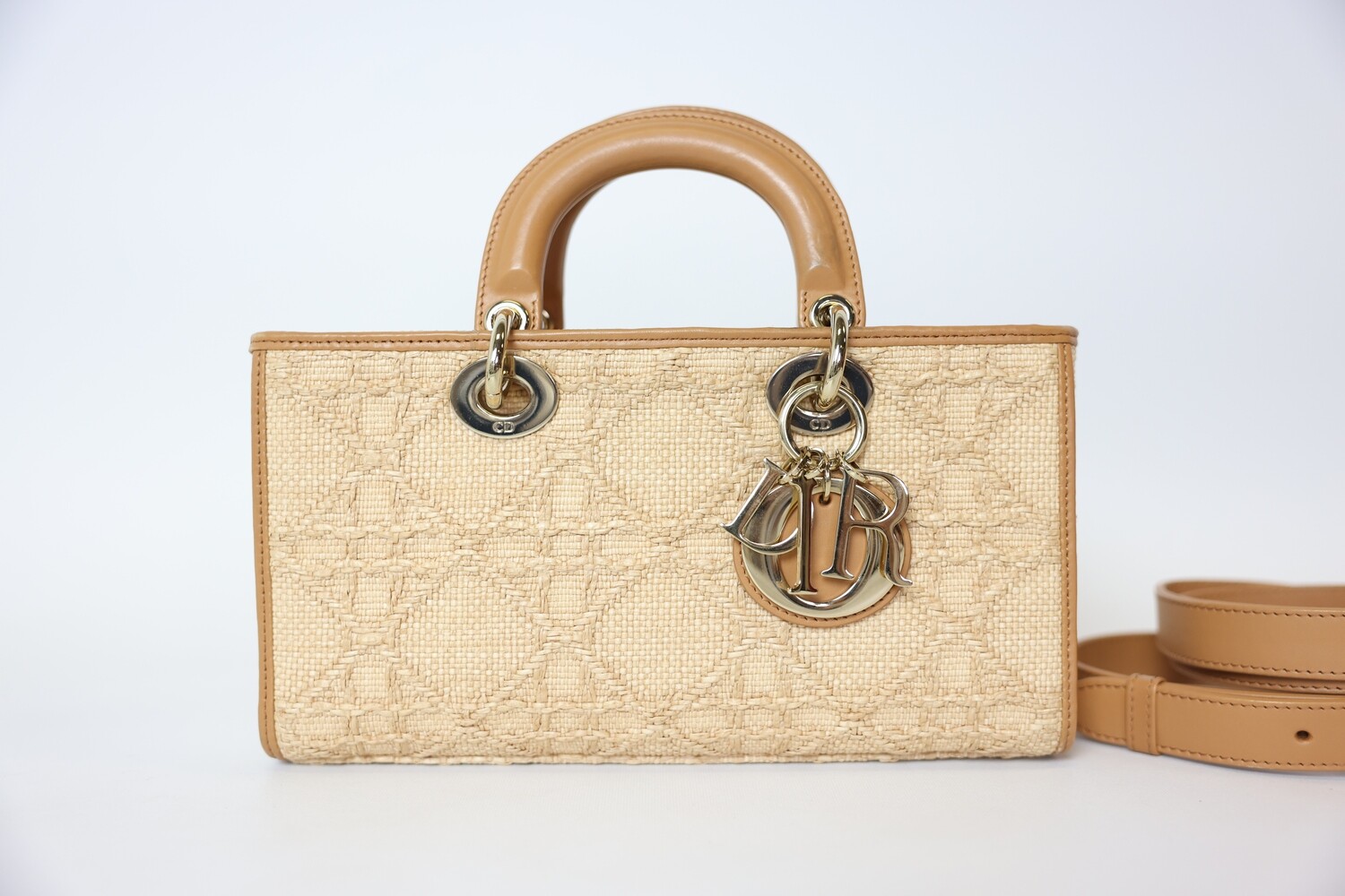 Christian Dior Lady D-Joy Micro, Brown Natural Cannage Raffia With
