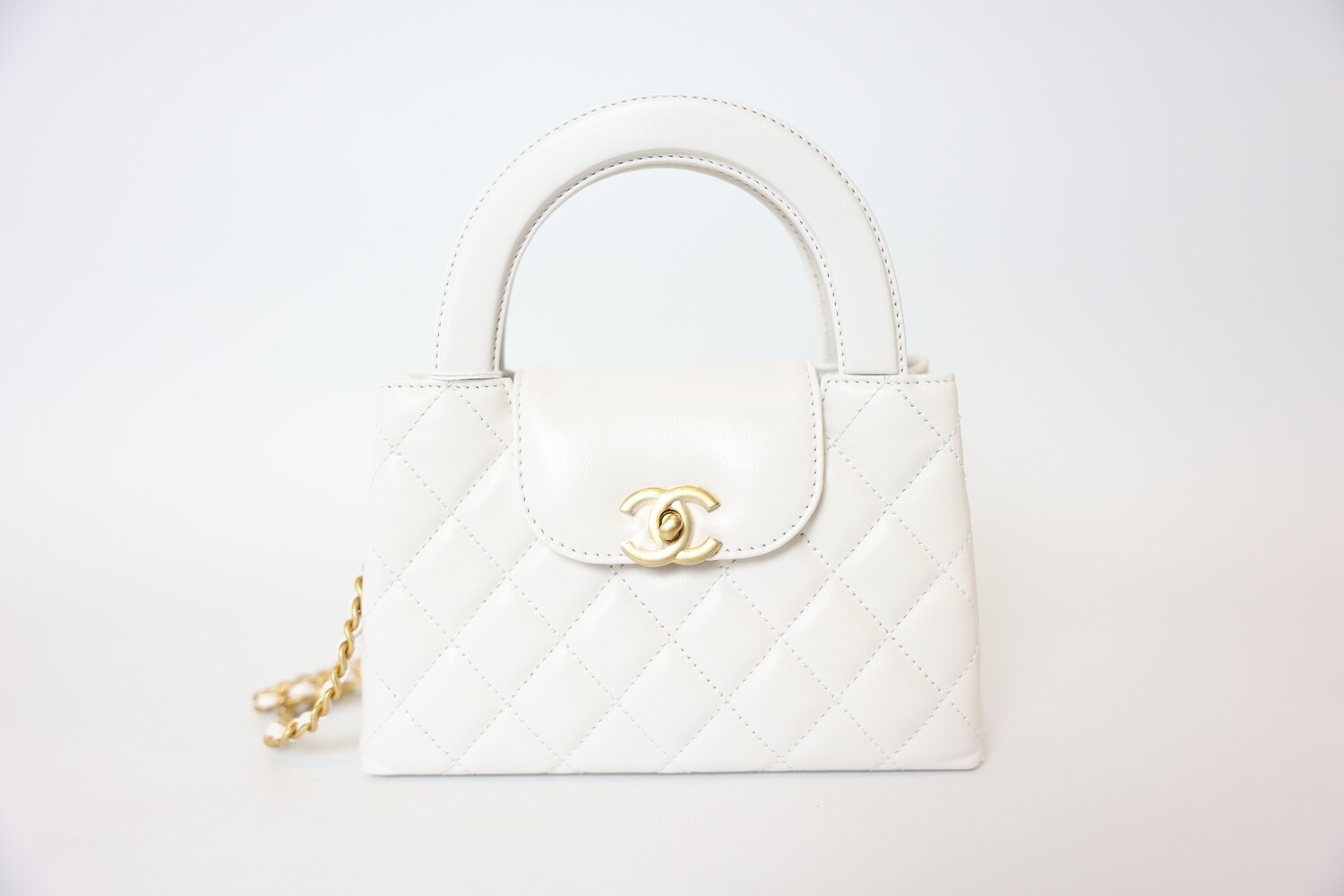 Chanel Kelly Small, White Calfskin Leather With Gold Hardware, New In Box MA001