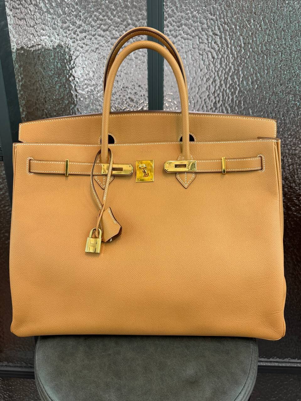 IGLIVE Birkin 40 Vintage, Natural Epsom Leather, Gold Hardware, I Stamp, Preowned with Dustbag 20240203