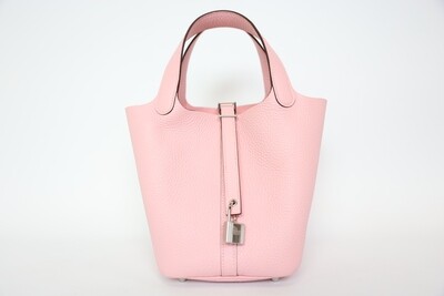 Hermes Picotin 18, Pink Clemence Leather With Palladium Hardware, New In Box WA001