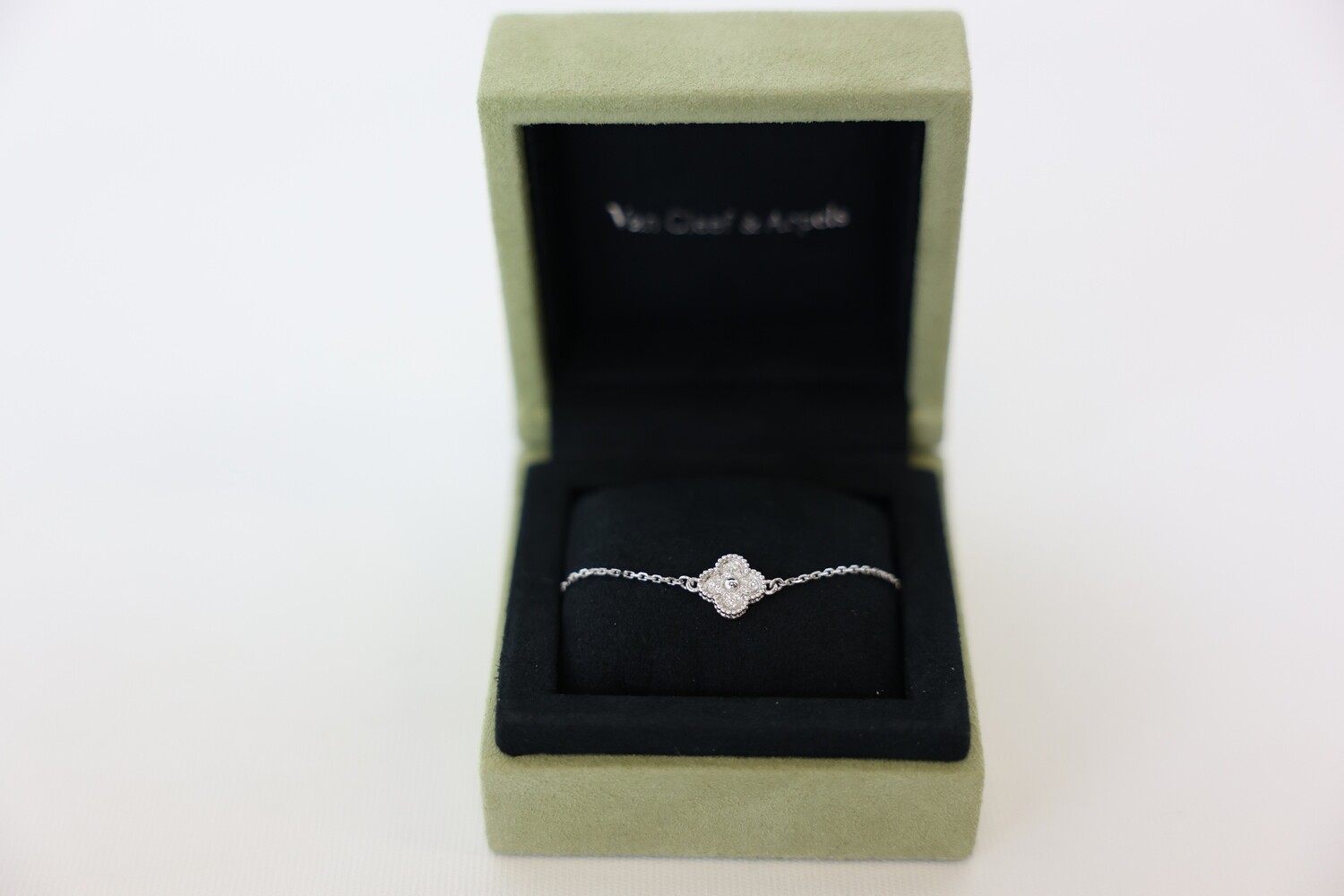 Van Cleef &amp; Arpel Sweet Alhambra Bracelet, 18K White Gold With Diamonds, New In Box WA001