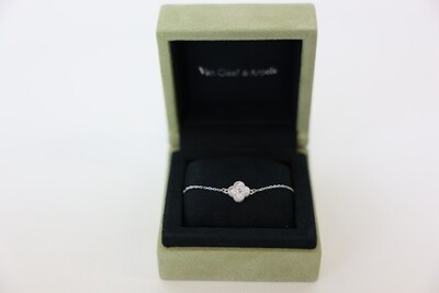 Van Cleef & Arpel Sweet Alhambra Bracelet, 18K White Gold With Diamonds, New In Box WA001