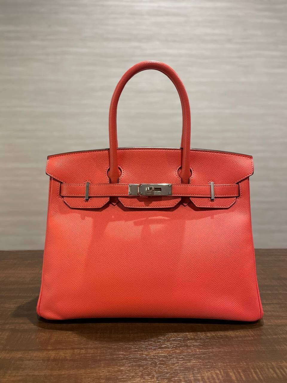 IGLIVE Hermes Birkin 30 Rouge Pivoine Palladium Hardware X Stamp, Preowned in Dustbag (Credit Card) 20240211