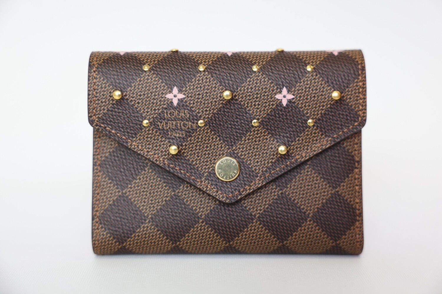 Louis Vuitton Victorine Wallet, Damier Ebene Studded, New In Box WA001