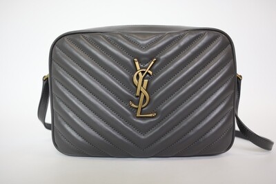 Saint Laurent Lou Camera Bag Small, Grey Leather with Gold Hardware, Preowned In Dustbag WA001