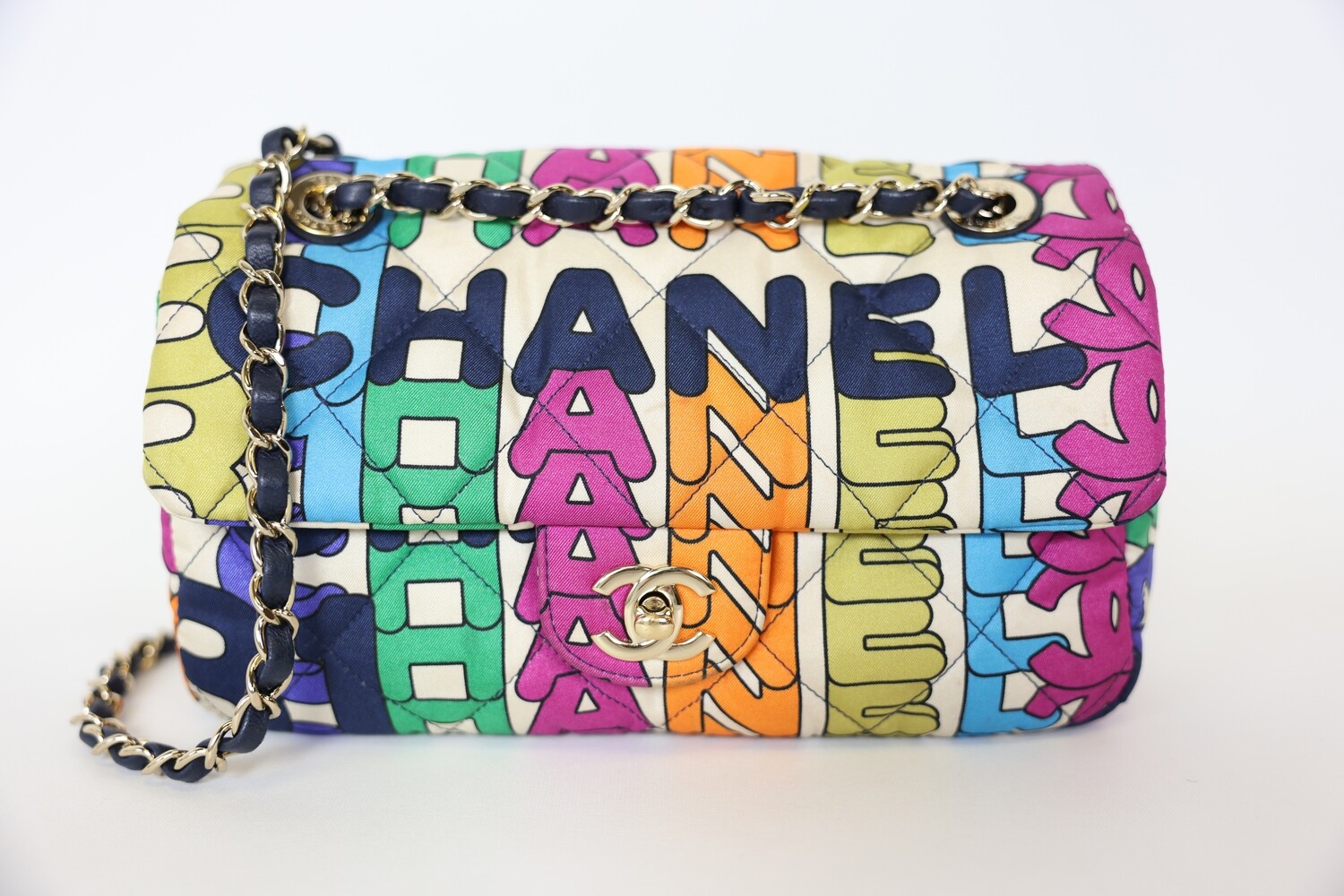Chanel Rainbow Flap Multicolor With Gold Hardware Preowned In Box WA001