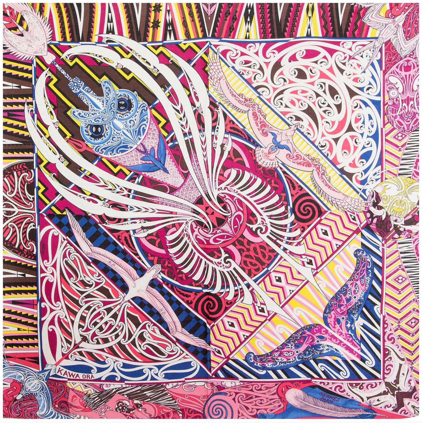 Hermes Kawa Ora Shawl Scarf, Multicolor Abstract, New in Box WA001