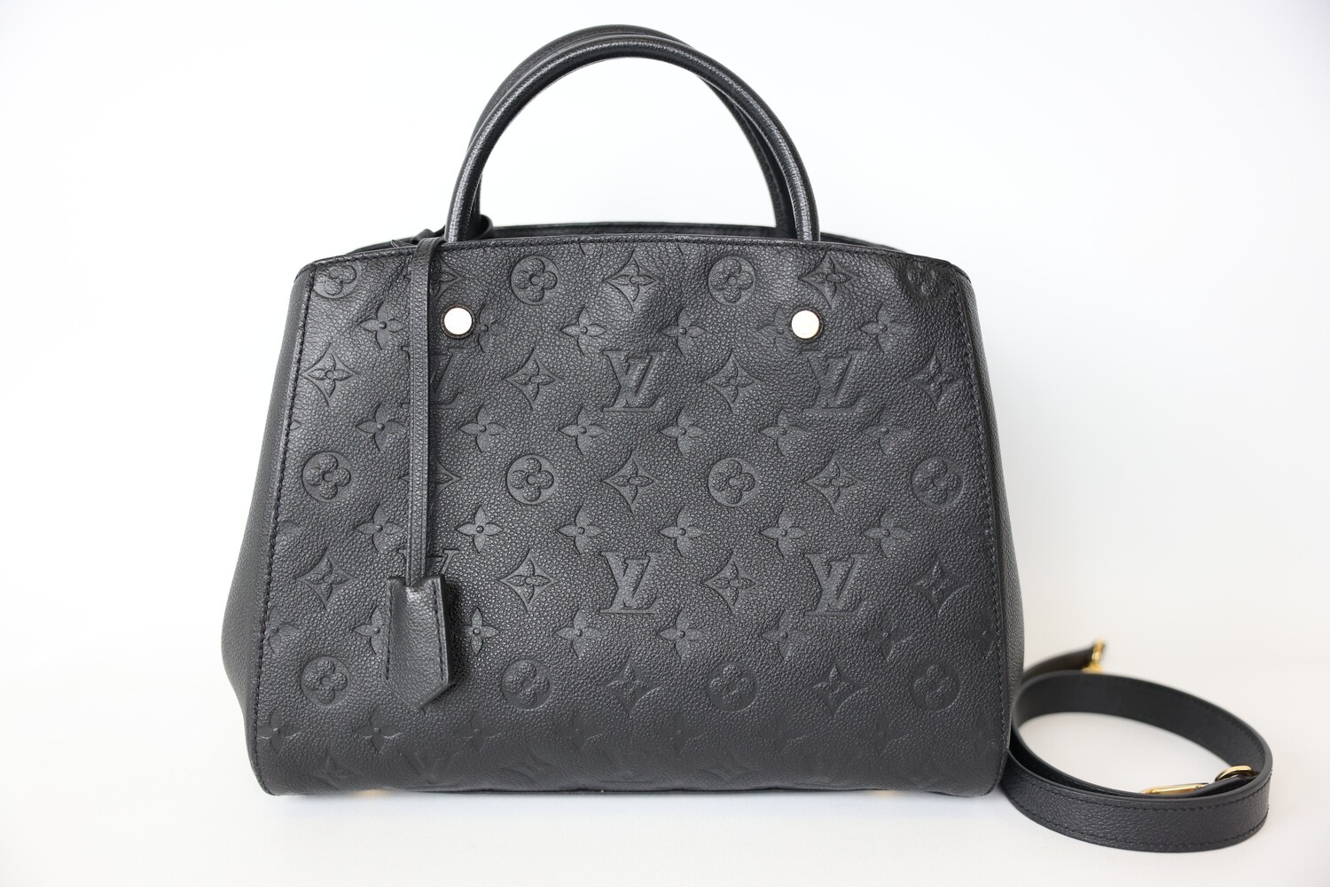 Louis Vuitton Montainge MM, Black Empreinte Leather with Gold Hardware, Preowned in Dustbag WA001