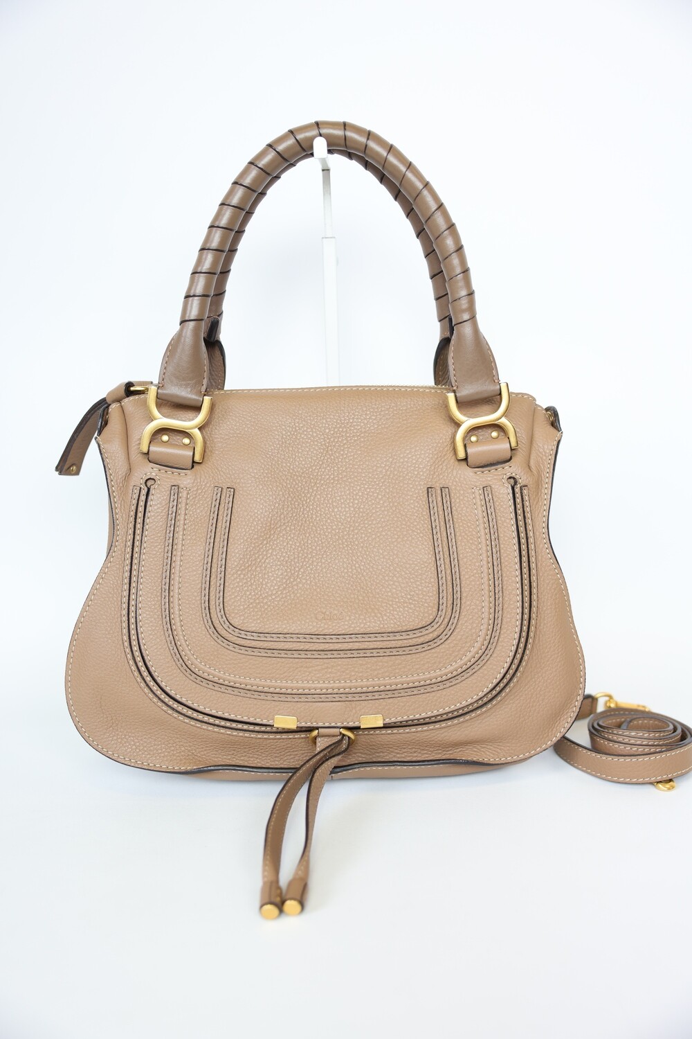 Chloe Marcie Medium Shoulder Bag, Tan, Preowned in Dustbag WA001