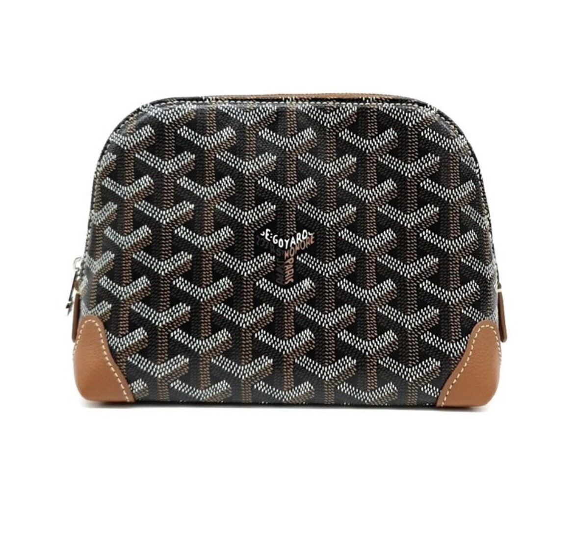 Goyard Vendome Cosmetic Pouch, Black and Tan, Like New No Dustbag GA001