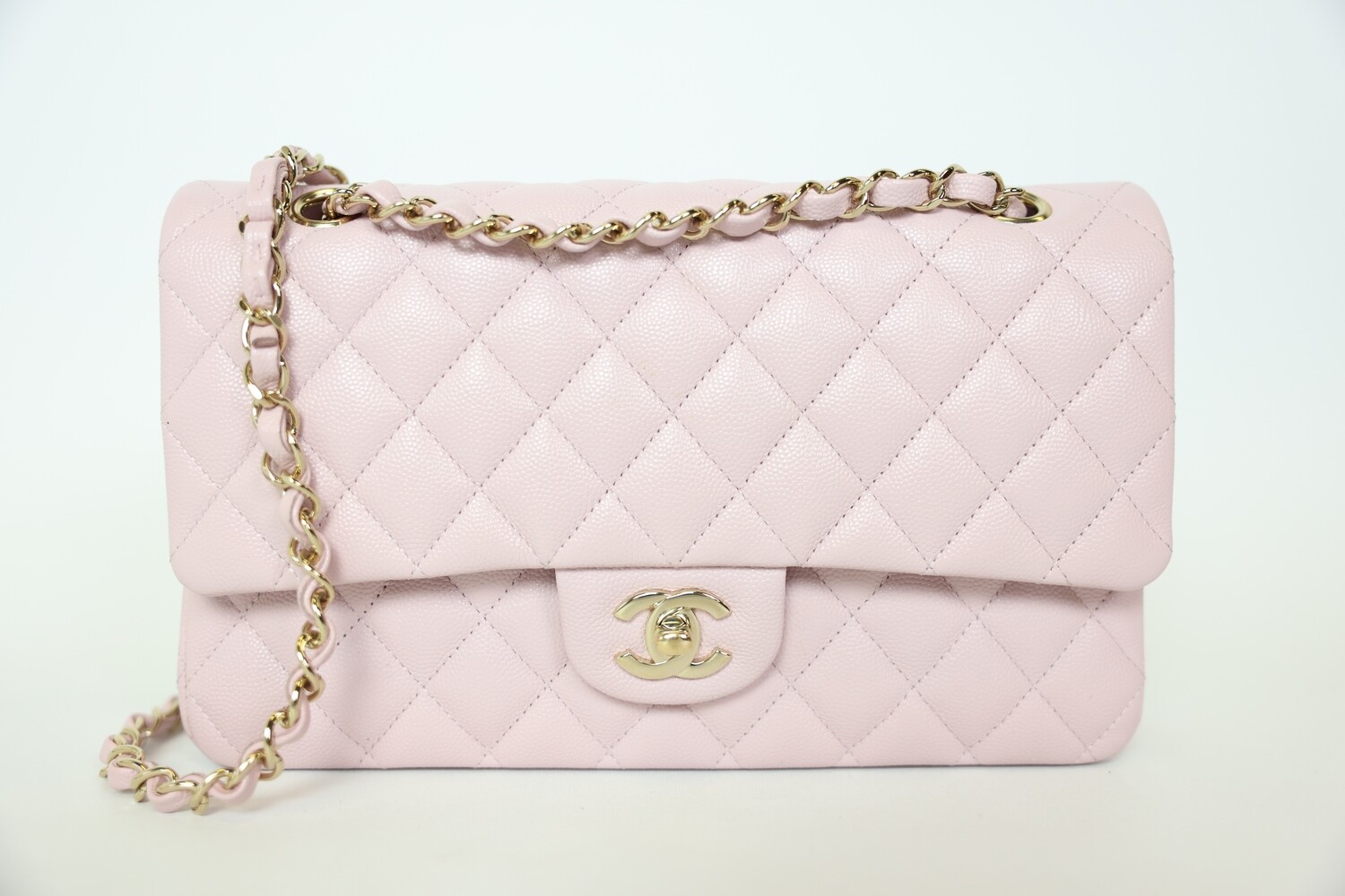 Chanel Classic Medium Flap, Pink Caviar with Gold Hardware, Preowned in Box WA001