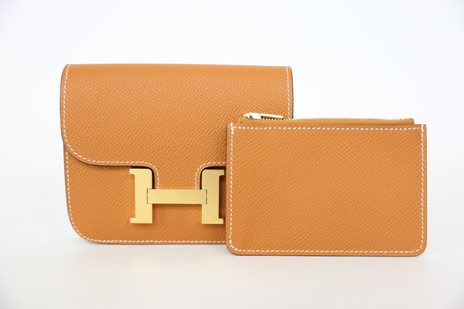 Hermes Wallet Constance Slim Compact, Gold Epsom Calfskin And Gold Hardware, New In Box WA001