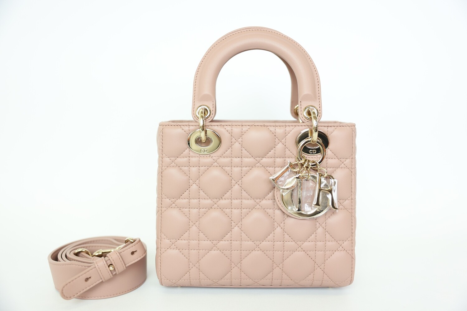 Christian Dior Lady Dior Small, Blush Beige With Gold Hardware, Like New In Box WA001