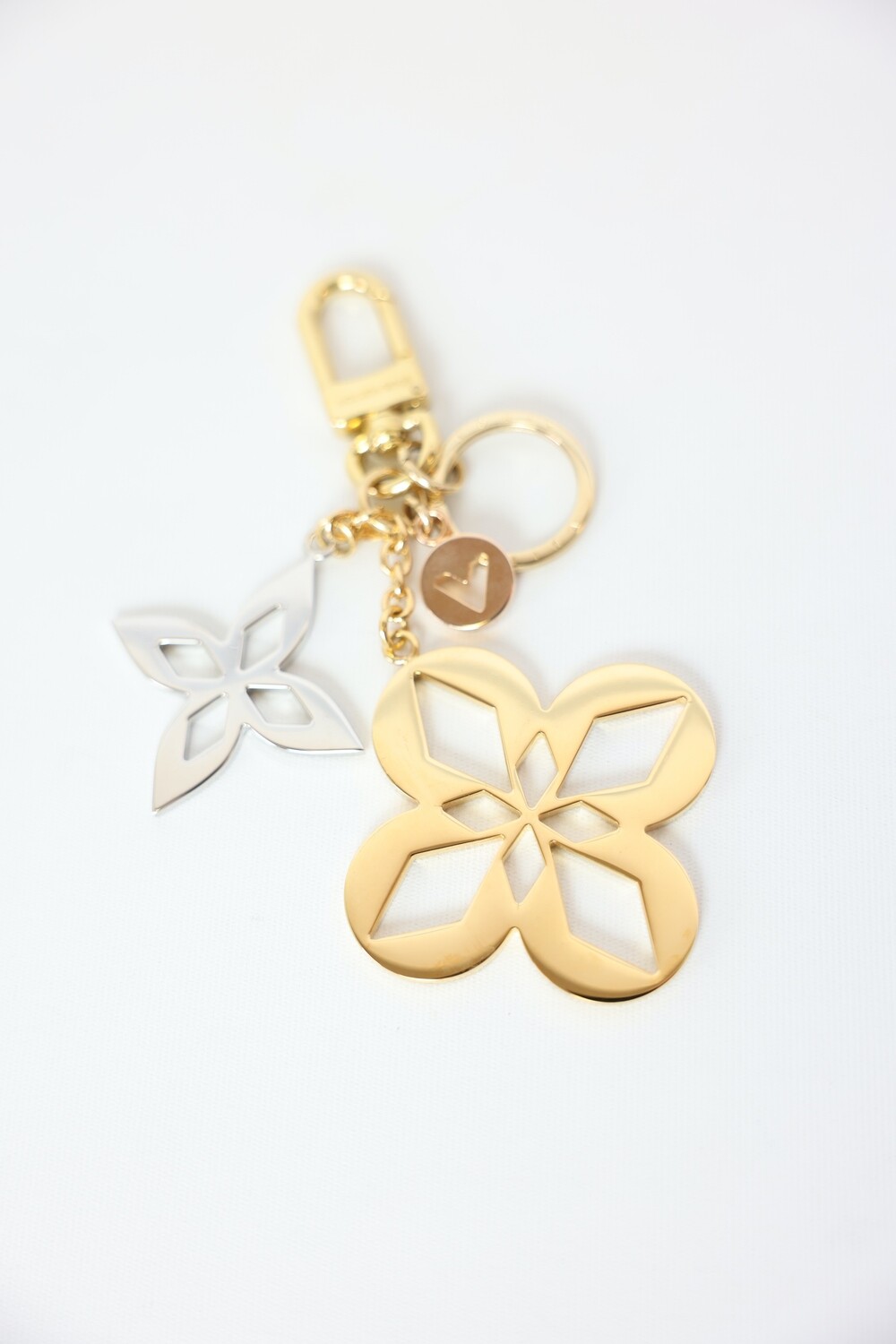 Louis Vuitton Malletage Blossom Bag/Key Charm, Silver and Gold Hardware, Preowned in Box WA001