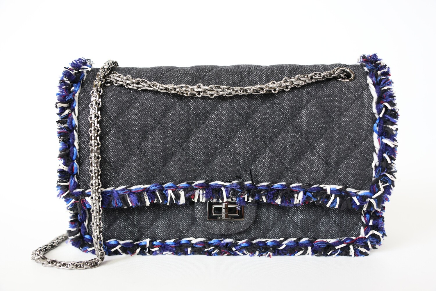Chanel Reissue 225, Denim And Tweed With Silver Hardware, New In Box WA001
