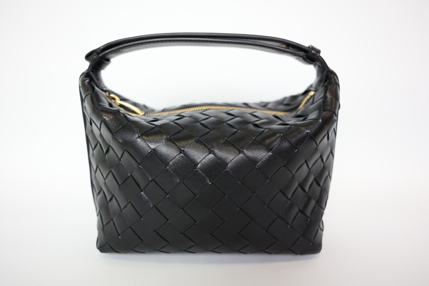 Bottega Wallace Hobo, Black Woven Leather with Gold Hardware, New in Dustbag WA001