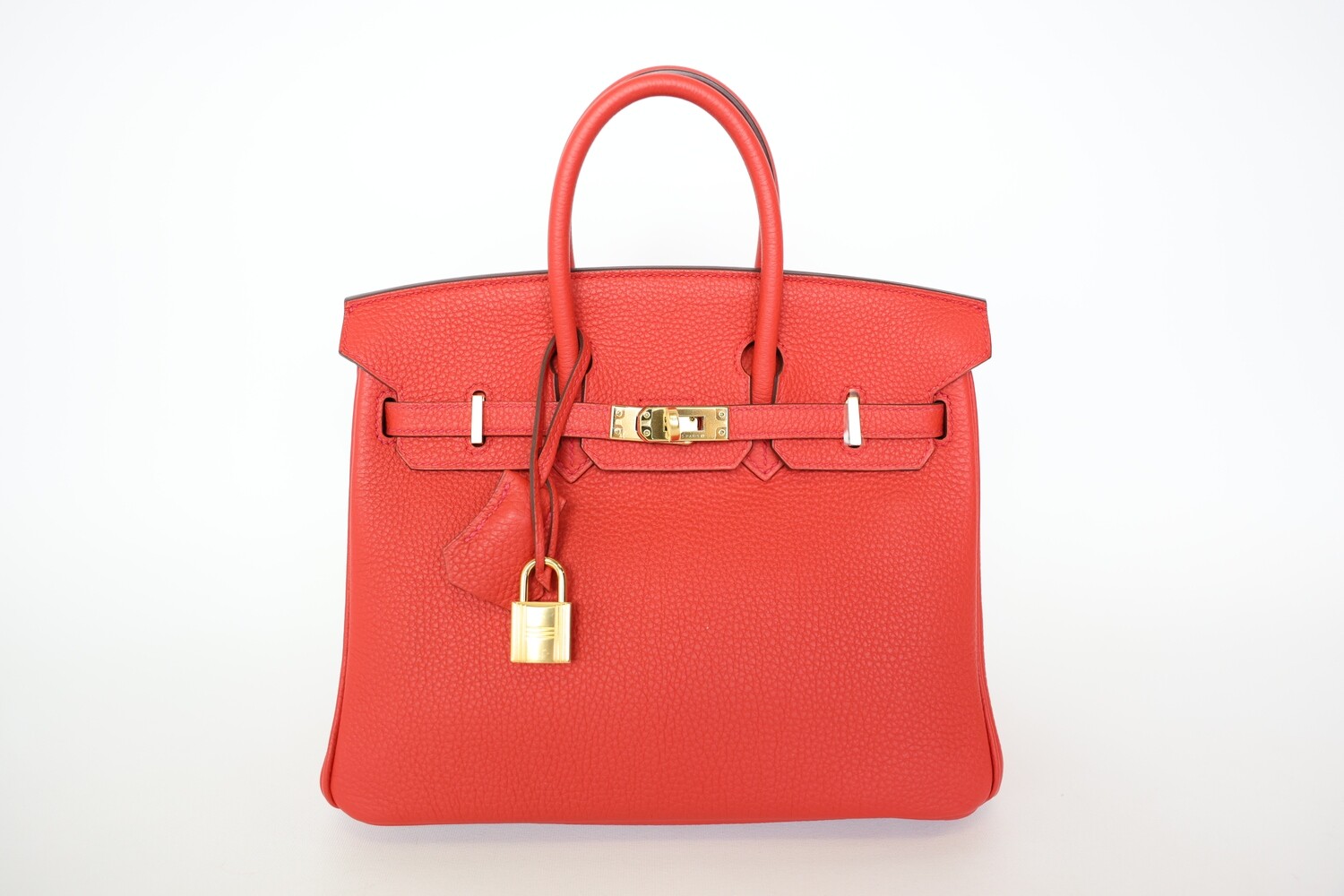 Hermes Birkin 25 Rouge Tomate Red Togo Leather With Gold Hardware, Preowned In Box WA001