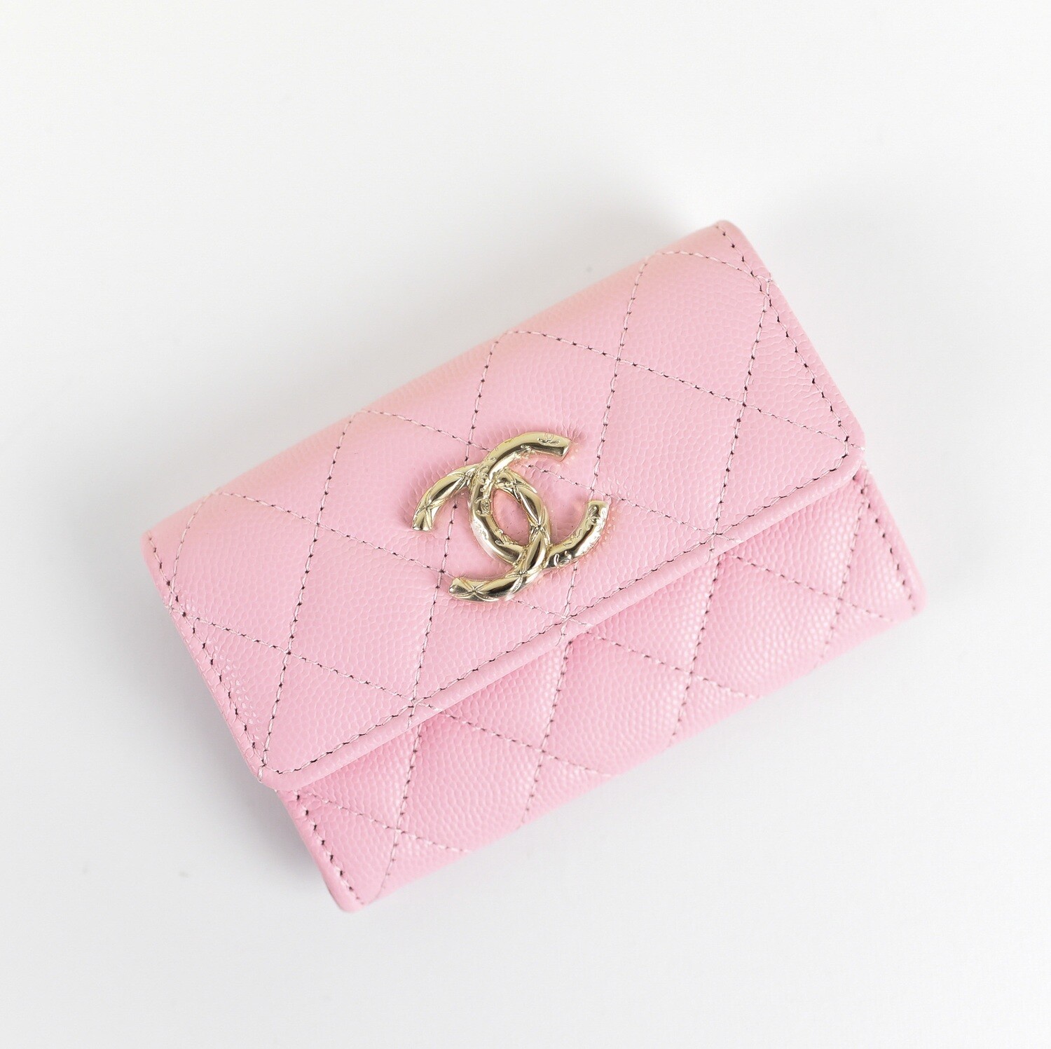 Chanel SLG Snap Cardholder with Large CC, Pink Caviar with Gold Hardware, New in Box GA001