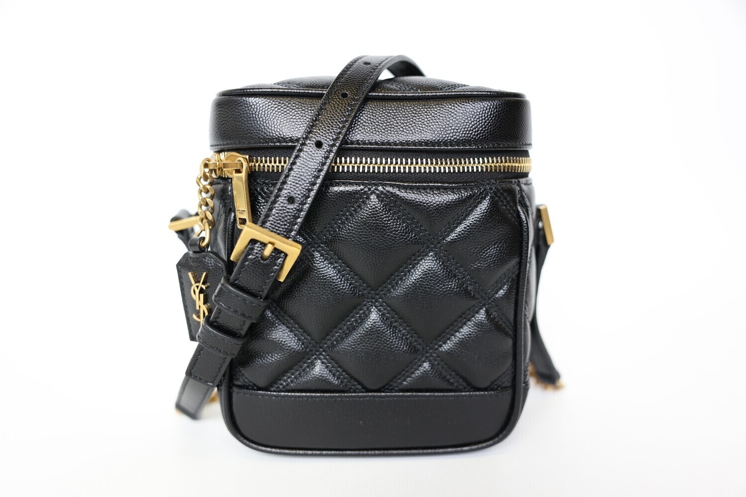 Saint Laurent Vanity Case, Black with Gold Hardware, Preowned in Dustbag WA001