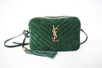 Saint Laurent Lou Camera Bag Emerald Green Leather And Suede With Gold Hardware, Preowned No Dustbag WA001