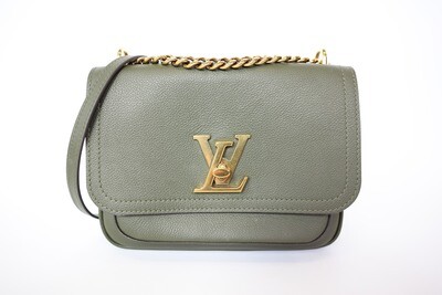 Louis Vuitton Lockme Chain Bag PM, Dark Green Leather With Gold Hardware, Preowned In Box WA001
