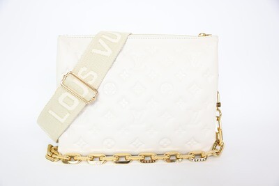 Louis Vuitton Coussin PM, White with Gold Hardware, Preowned in Box WA001