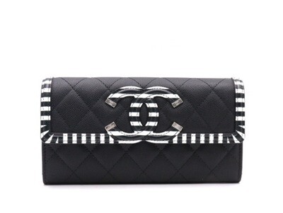 Chanel Filigree Wallet, Black Caviar, Like New in Box GA001P