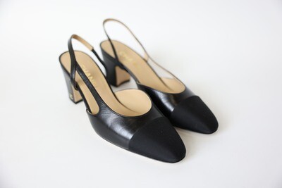 Chanel Slingback Mid Heels, Black, Size 39, New in Box WA001