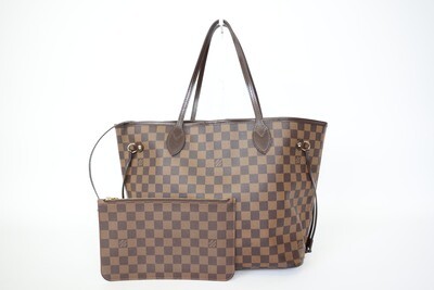 Louis Vuitton Neverfull MM Set, Damier With Gold Hardware, Preowned In Dustbag WA001