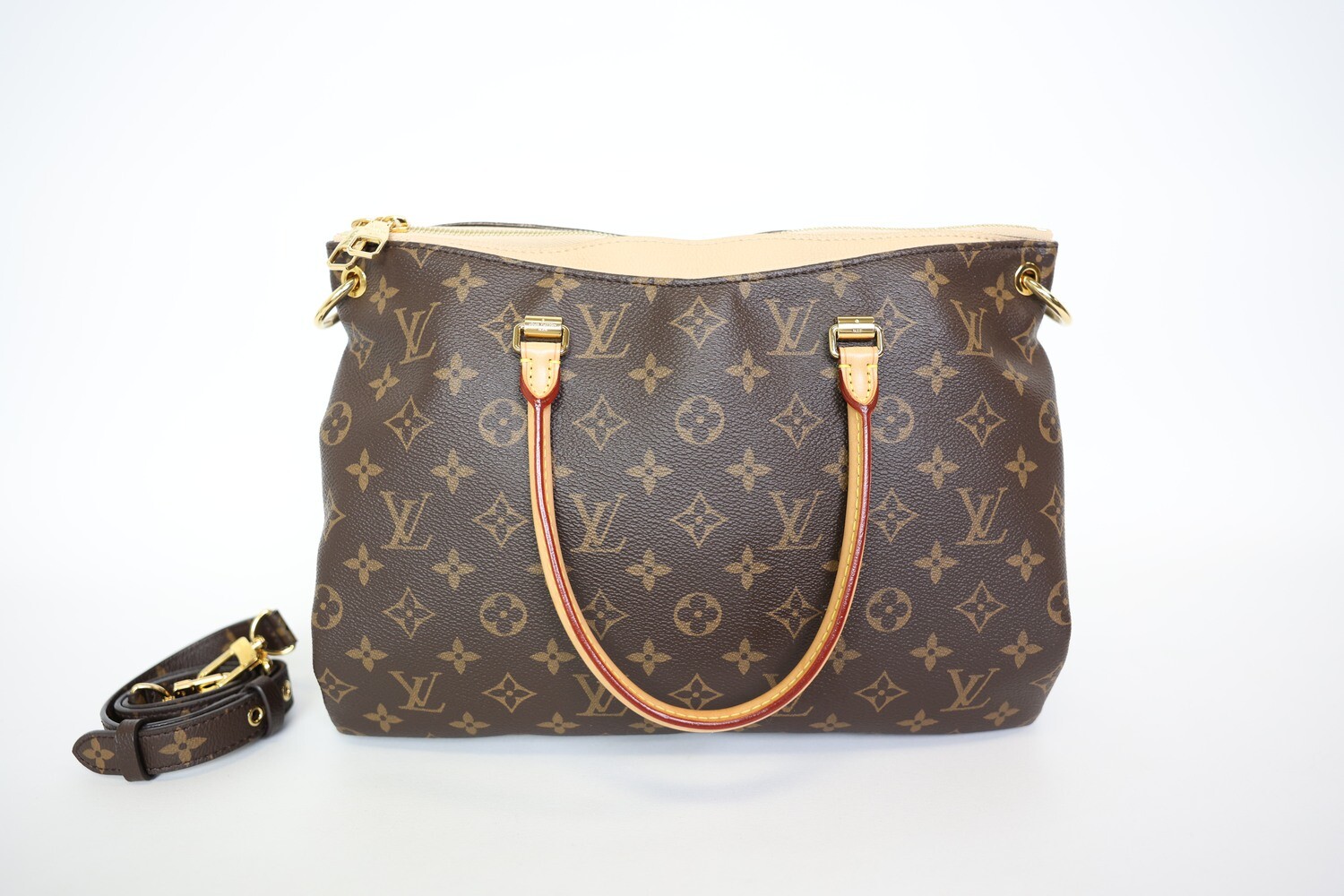 Louis Vuitton Pallas Dune MM, Monogram With Gold Hardware, Preowned In Box WA001