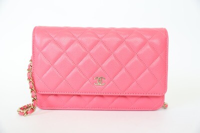 Chanel Wallet On Chain, Pink Caviar Leather With Gold Hardware, Preowned In Box WA001