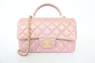Chanel Top Handle Mini, Iridescent Pink With Gold Hardware, New In Box WA001