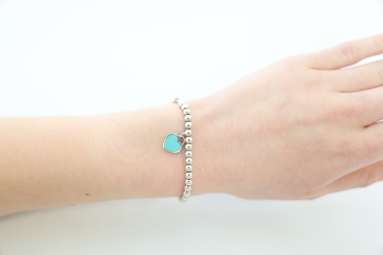Tiffany & Co. Bracelet, Tiffany Blue Heart Tag Bead Silver, 4 mm, Preowned In Dustbag WA001