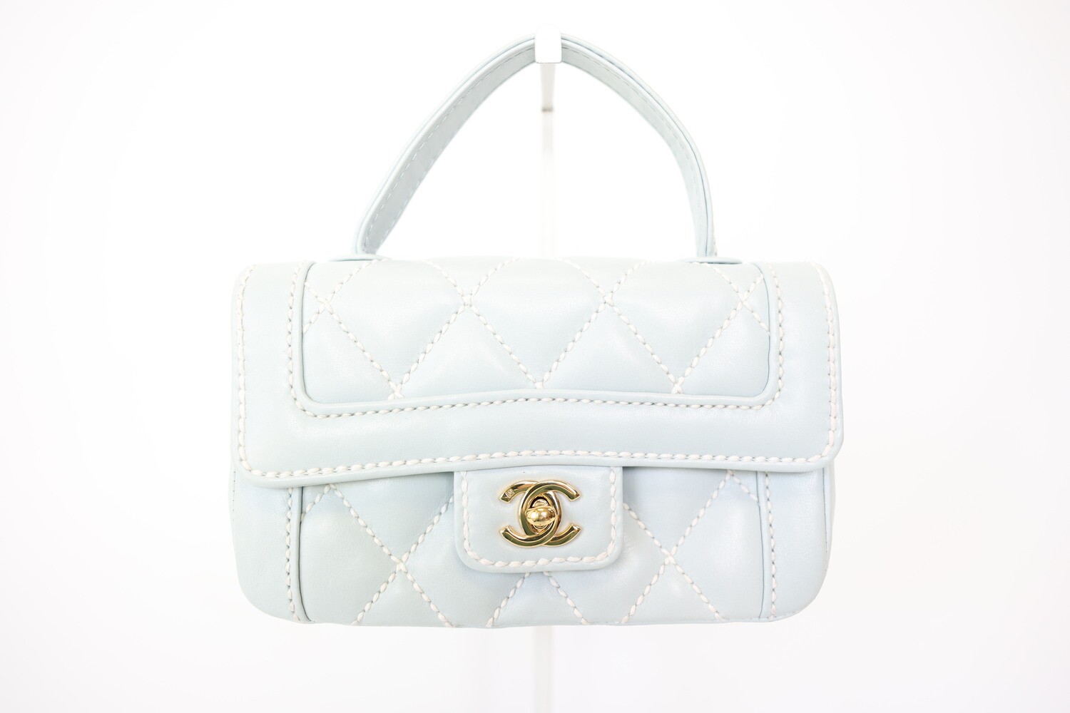 Chanel Wild Stitch Flap, Blue Calfskin with Gold Hardware, Preowned in Dustbag WA001