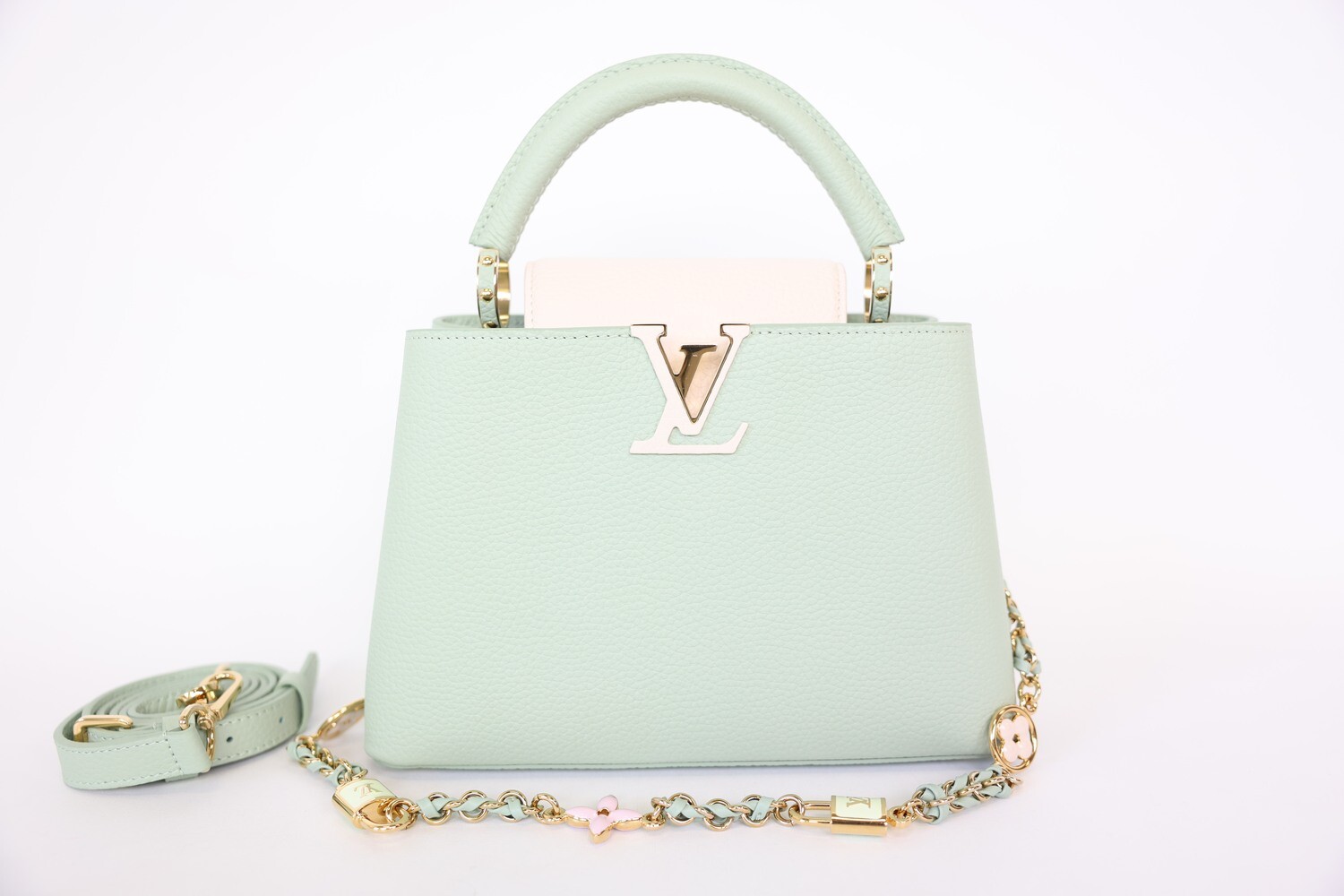 Louis Vuitton Capucines BB, Jade Leather With Gold Hardware, New In Box  WA001