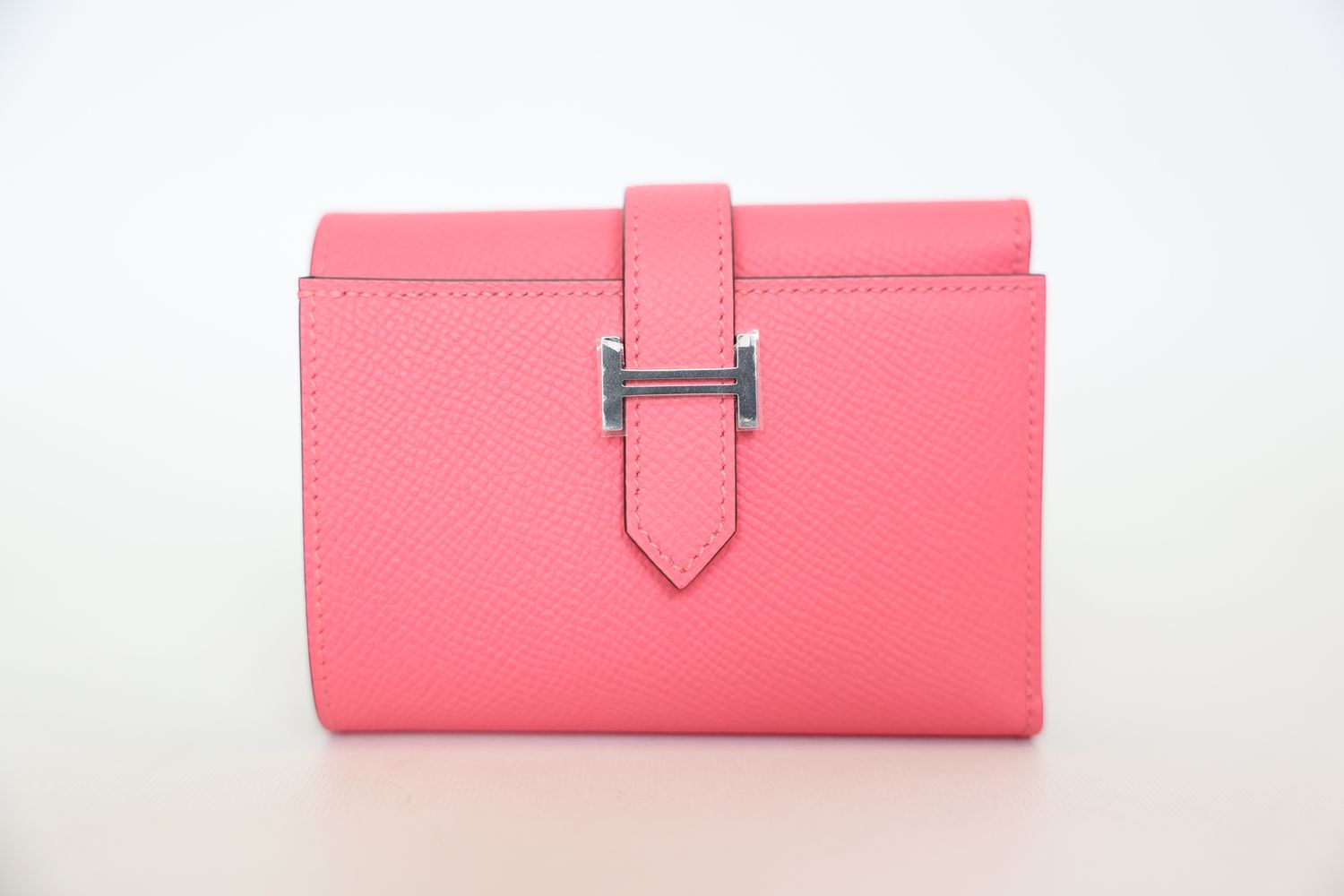 Hermes Bearn Compact Wallet, Rose Lipstick With Palladium Hardware, New In Box WA001