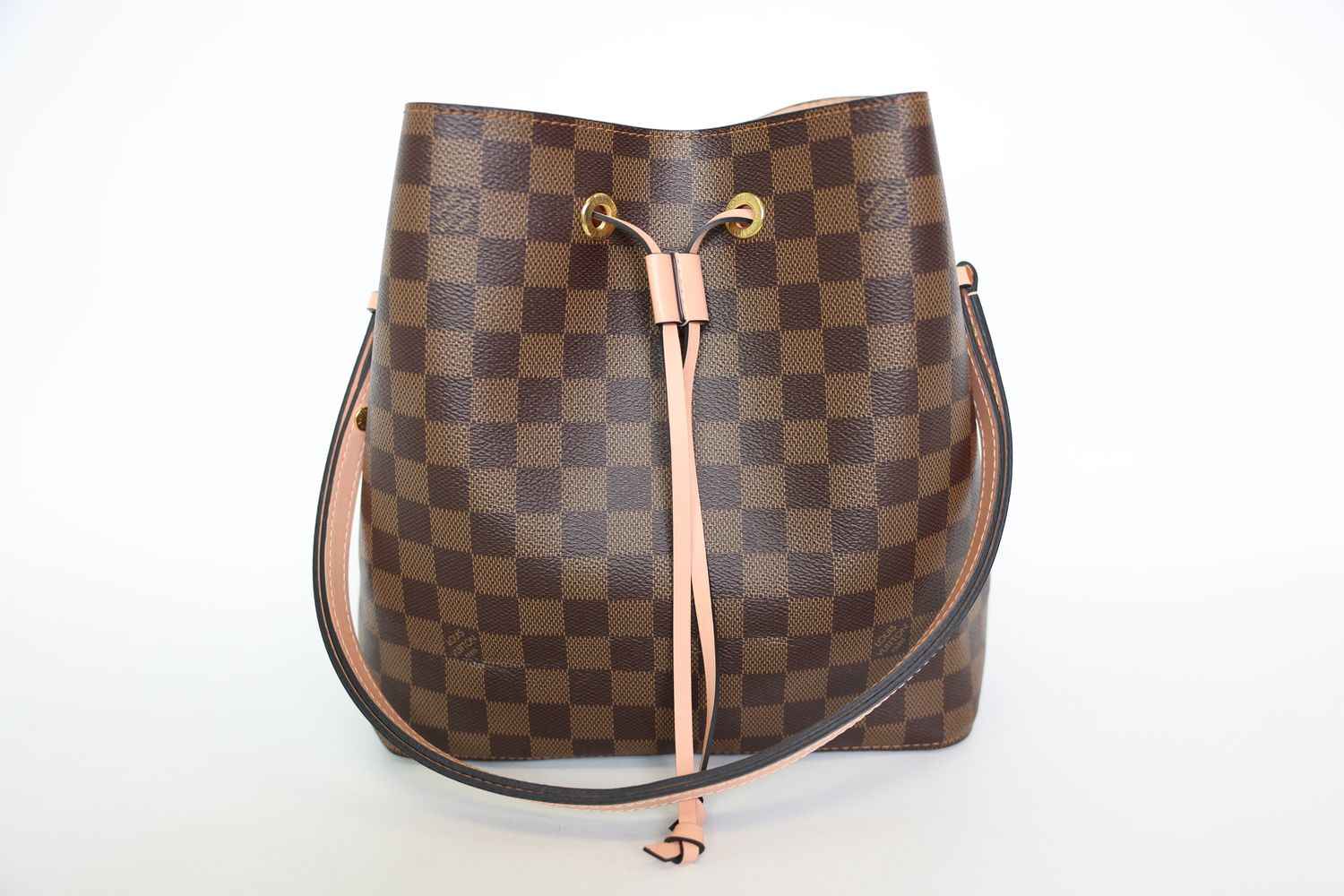 Louis Vuitton NeoNoe MM, Damier Ebene With Pink, As New In Box WA001