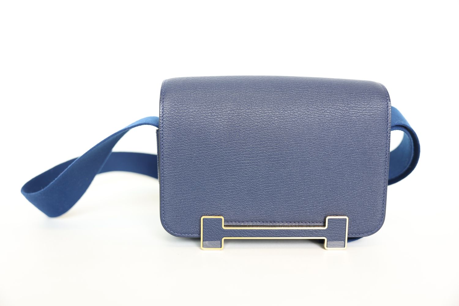 Hermes Geta, Navy Mysore Goatskin with Gold Hardware, New in Box WA001