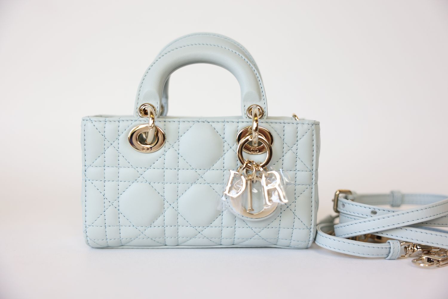 Christian Dior Lady D-Joy Micro, Blue Lambskin with Gold Hardware, New in Box WA001