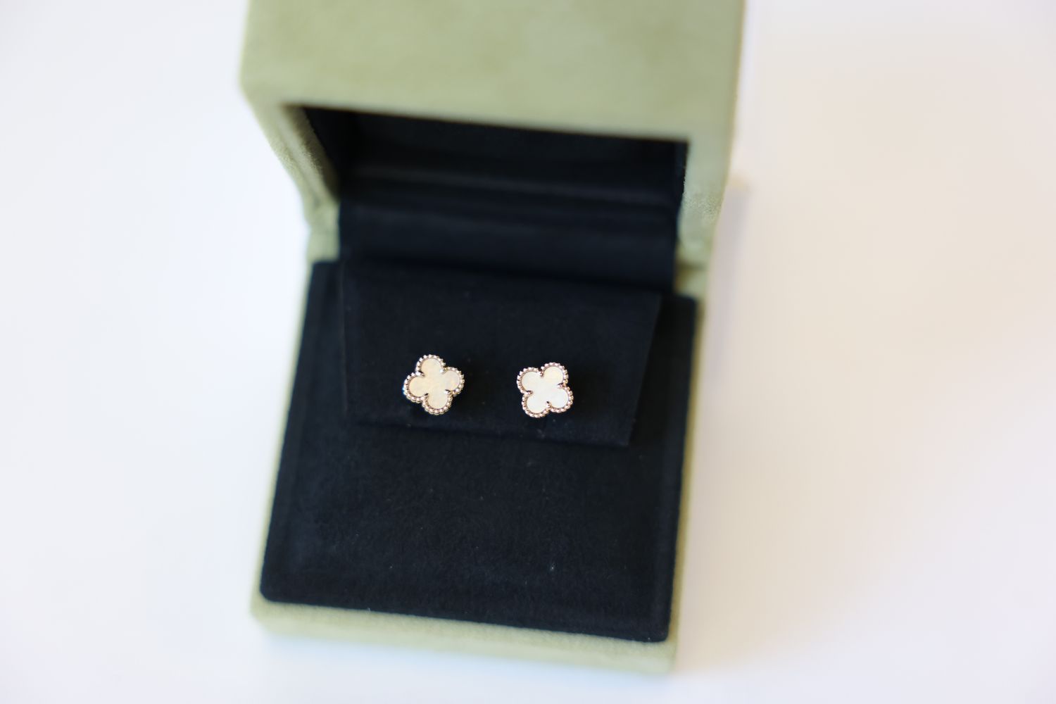 Van Cleef and Arpels, Sweet Alhambra Stud Earrings , Yellow Gold, Preowned In Box WA001
