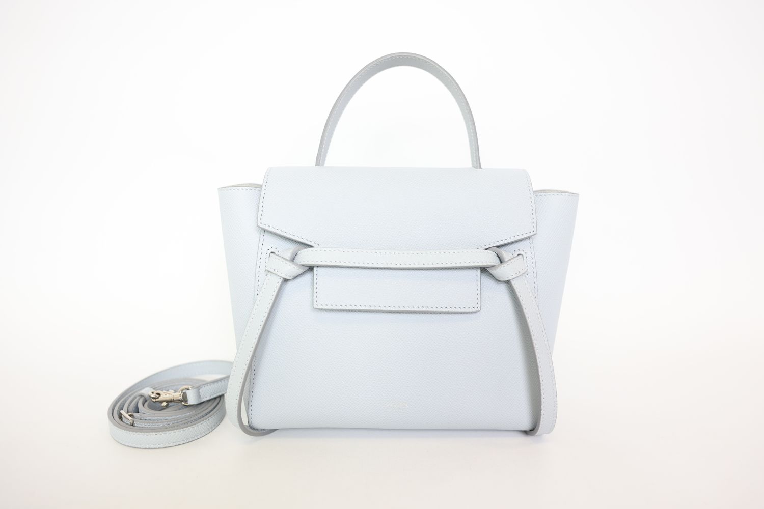 Celine Belt Bag Mini, Blue Calfskin Leather With Silver Hardware, Preowned In Dustbag WA001